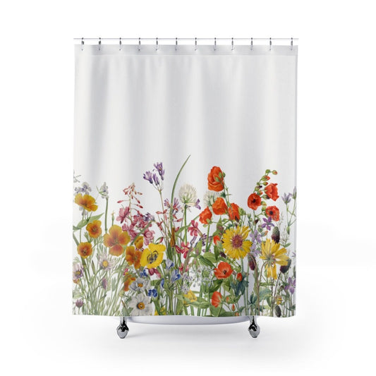 Floral Shower Curtain, Botanical Bathroom, Floral Bathroom, Sunflower Decor, Nature Bathroom, Boho Bathroom, Flower Bathroom