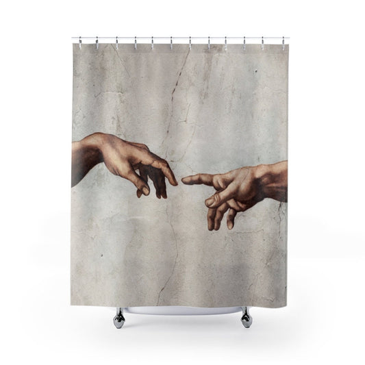 Creation of Adam, Vintage Bathroom, Sistine Chapel, Biblical Decor, God Shower Curtain, Hand of God, Michelangelo Art, Vintage Art Decor