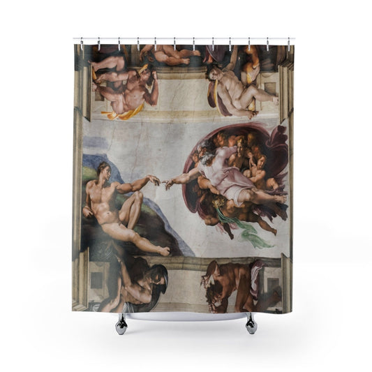 Creation of Adam, Vintage Bathroom, Sistine Chapel, Biblical Decor, God Shower Curtain, Hand of God, Michelangelo Art, Vintage Art Decor