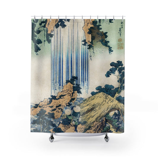 Japan Shower Curtain, Waterfall Decor, Japanese Decor, Japanese Bathroom, Japan Art, Japanese Woodblock, Katsushika Hokusai, Hokusai Art