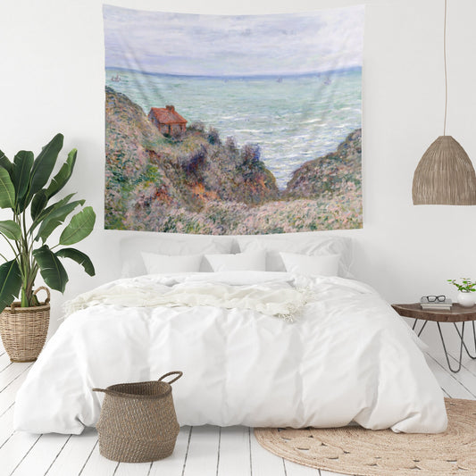 Claude Monet Ocean Painting Blue Vintage Fine Art Wall Tapestry