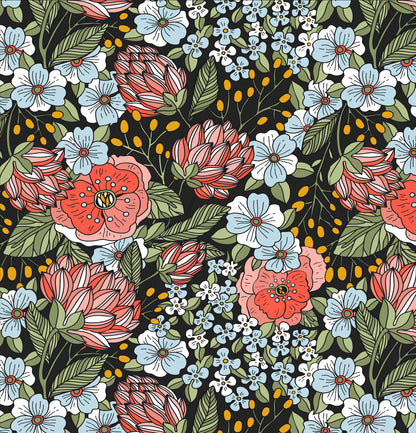 Black Shower Curtain, Flower Shower Curtain, Floral Bathroom, Boho Shower Curtain, Boho Bathroom, Nature Bathroom, Black Bathroom Decor