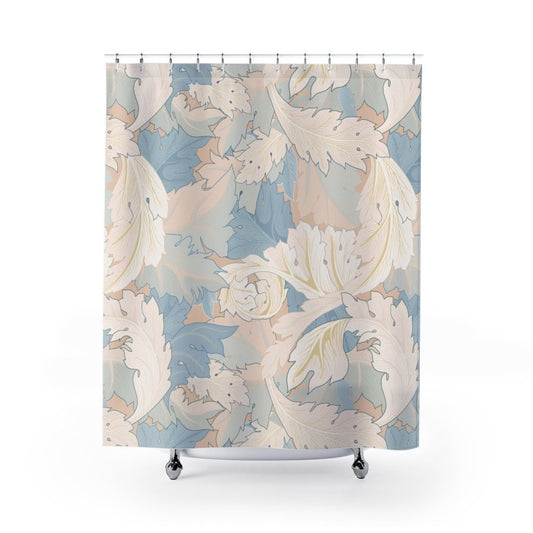 Pink Blue Shower Curtain, Art Nouveau Bathroom, Vintage Shower, William Morris Decor, Botanical Shower Curtain, Pink Shower Curtain