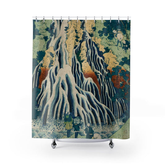 Japan Shower Curtain, Waterfall Decor, Japanese Decor, Japanese Bathroom, Japan Art, Japanese Woodblock, Katsushika Hokusai, Hokusai Art