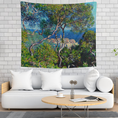 Claude Monet Tree Ocean Painting Wall Tapestry
