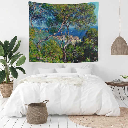 Claude Monet Tree Ocean Painting Wall Tapestry