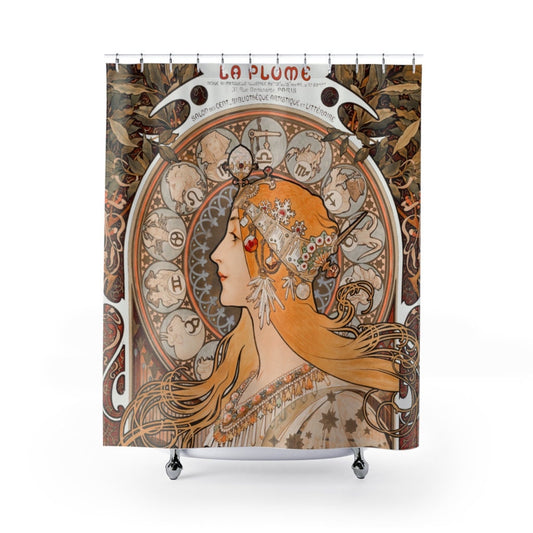 Art Nouveau Bathroom, Shower Curtain, Art Nouveau Decor, Zodiac Decor, Astrology Bathroom, Horoscope Bathroom, Vintage Shower Curtain