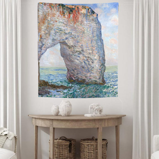 Claude Monet Ocean Cliffs Painting Blue Nature Fine Art Wall Tapestry