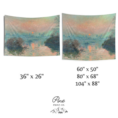 Claude Monet Ocean Sunset Painting Vintage Nature Wall Tapestry