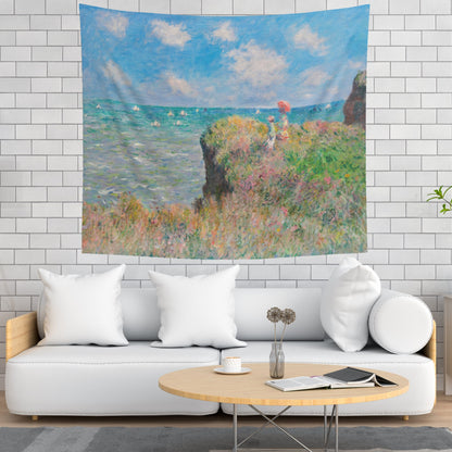 Claude Monet Ocean Cliff Painting Wall Tapestry
