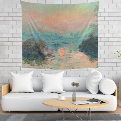 Claude Monet Ocean Sunset Painting Vintage Nature Wall Tapestry