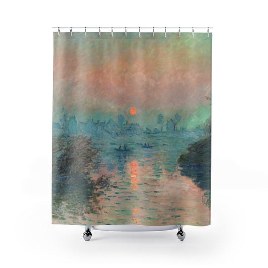 Monet Shower Curtain, Claude Monet Art, Sunset Bathroom, Fine Art Bathroom, Monet Bathroom, Ocean Shower Curtain, Sunset Shower, Ocean Art