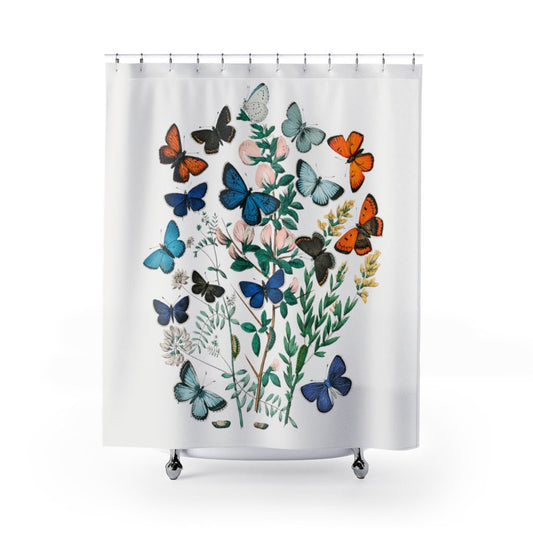 Butterfly Shower Curtain, Botanical Shower, Butterfly Bathroom, Butterfly Decor, Vintage Butterfly, Nature Shower, Botanical Bathroom