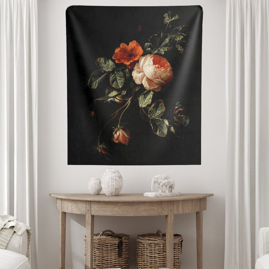 Black Rose Painting Tapestry