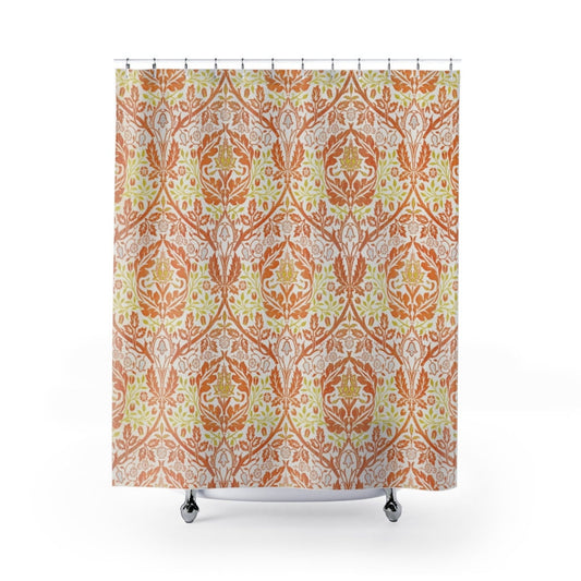 William Morris Shower Curtain, Orange Shower Curtain, Art Nouveau, Vintage Bathroom, Vintage Orange, Orange Floral, Vintage Shower Curtain