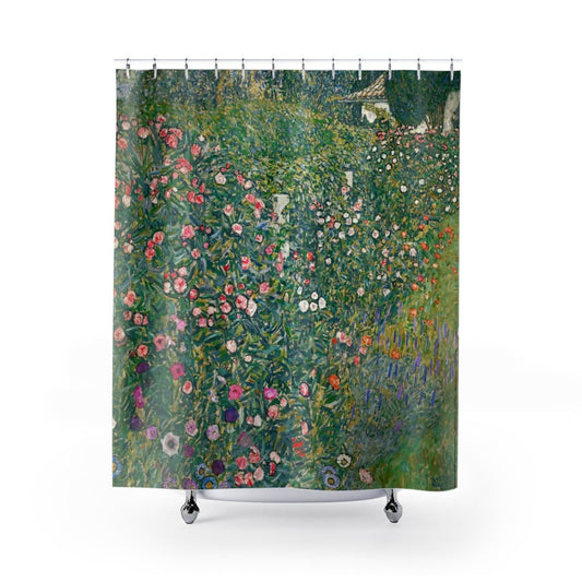 Klimt Shower Curtain, Fine Art Shower, Green Shower Curtain, Nature Bathroom, Fine Art Painting, Floral Bathroom, Klimt Painting