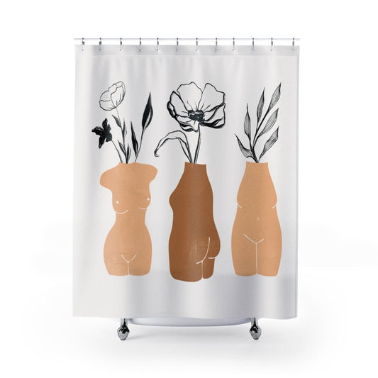 Floral Shower Curtain, Female Body Art, Feminist Decor, Bathroom Art, Modern Bathroom, Boho Bathroom Decor, Nude Shower Curtain, Nude Art