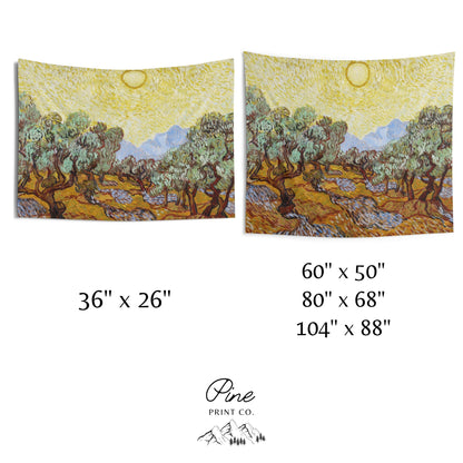 Vincent Van Gogh Olive Tree Painting Yellow Nature Wall Tapestry