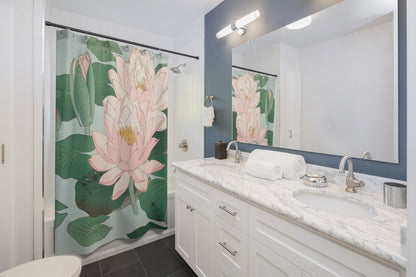 Japanese Bathroom, Water Lily, Japan Decor, Japanese Flower, Japan Shower Curtain, Water Lily Art, Japanese Painting, Ohara Koson