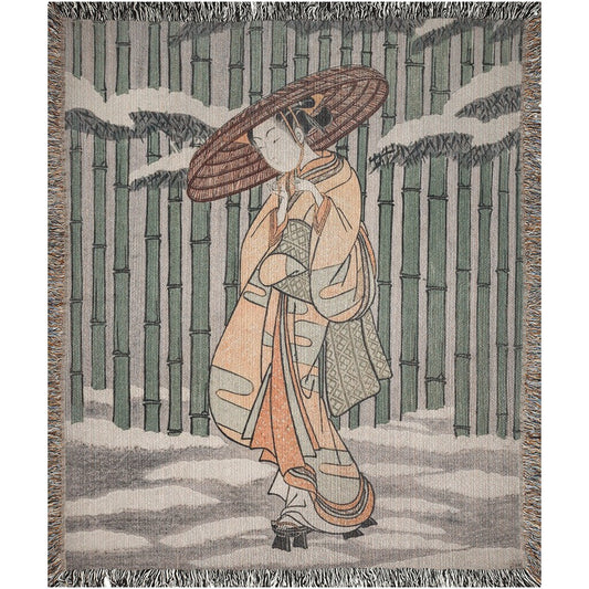 Japanese Blanket, Woven Blanket, Geisha Art, Japan Home Decor, Japanese Decor, Japanese Gift, Suzuki Harunobu, Japan Blanket, Japan Decor