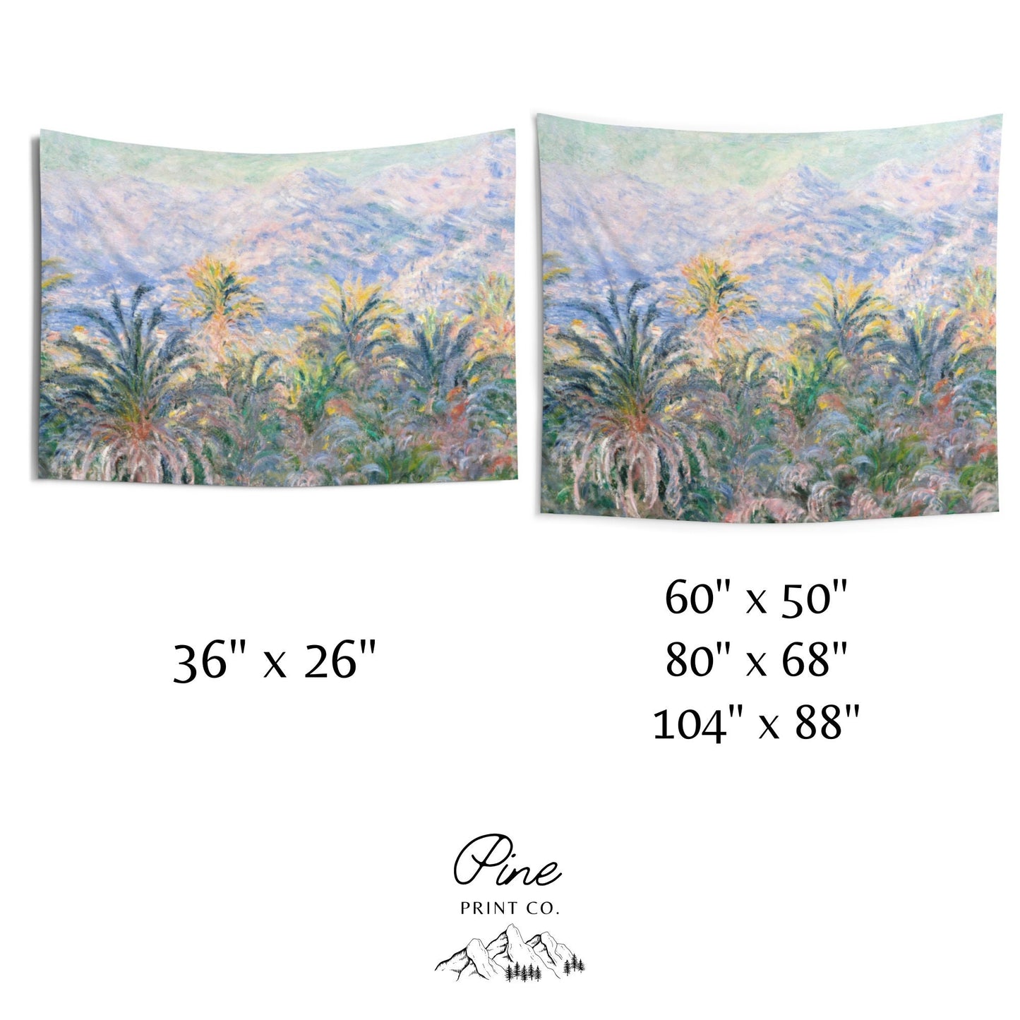 Claude Monet Vintage Palm Tree Painting Wall Tapestry