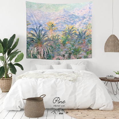Claude Monet Vintage Palm Tree Painting Wall Tapestry