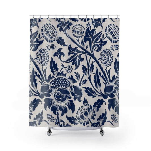 Art Nouveau, Blue Shower Curtain, William Morris, Vintage Floral, Vintage Bathroom, Blue Bathroom, Art Nouveau Decor, Blue Floral Curtain