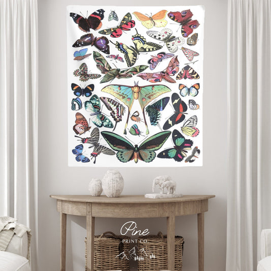Butterfly Adolphe Millot Cottagecore Moth Vintage Wall Tapestry