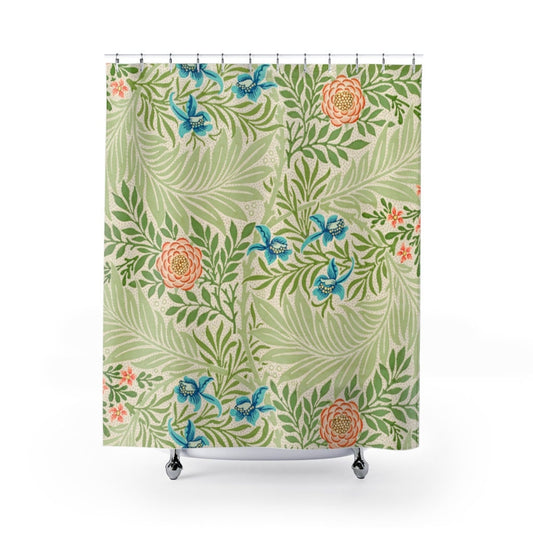Green Shower Curtain, Art Nouveau Bathroom, William Morris Decor, William Morris Art, Green Bathroom, Floral Curtain, Plant Shower Curtain