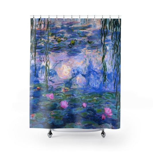 Claude Monet, Water Lilies Monet, Art Shower Curtain, Monet Decor, Purple Shower Curtain, Boho Shower Curtain, Purple Bathroom, Art Bathroom