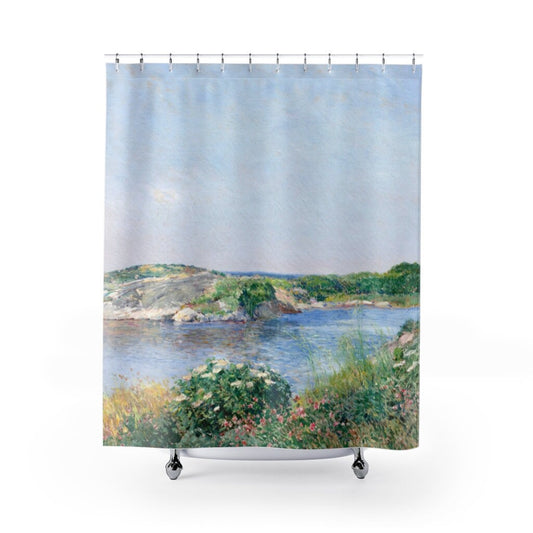 Art Shower Curtain, Nature Bathroom, Frederick Hassam, Ocean Bathroom, Blue Shower Curtain, Plant Shower Curtain, Vintage Bathroom