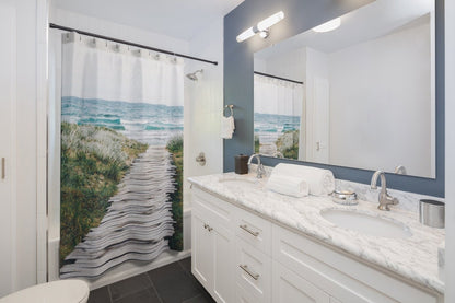 Beach Shower Curtain, Ocean Shower Curtain, Ocean Boardwalk, Nautical Decor, Coastal Decor, Blue Shower Curtain, Beach Decor, Ocean Decor