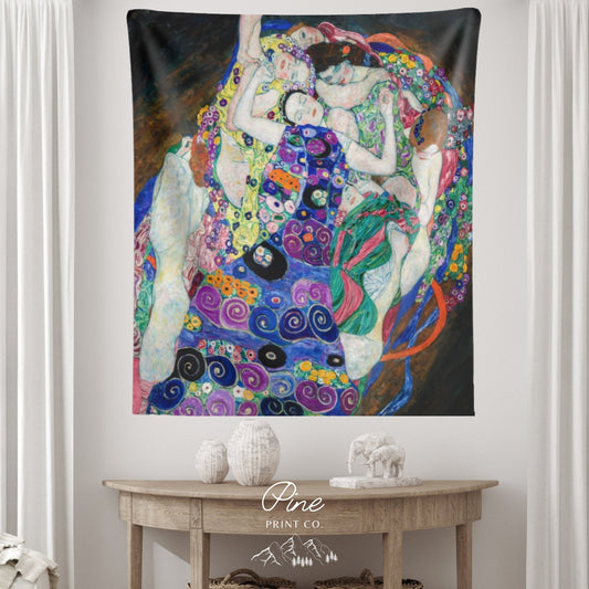 Gustav Klimt The Maiden Purple Erotic Painting Wall Tapestry