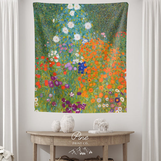 Gustav Klimt Floral Botanical Vintage Nature Painting Wall Tapestry