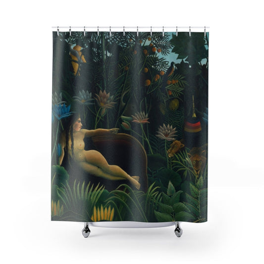 Tropical Shower Curtain, Henri Rousseau, Jungle Bathroom, Tropical Bathroom, Plant Shower Curtain, Nude Shower Curtain, Art Shower Curtain