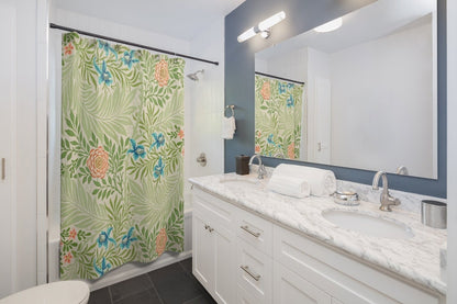 Green Shower Curtain, Art Nouveau Bathroom, William Morris Decor, William Morris Art, Green Bathroom, Floral Curtain, Plant Shower Curtain