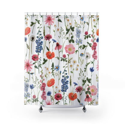 Floral Shower Curtain, Watercolor Floral, Floral Bathroom, Boho Shower Curtain, Botanical Bathroom, Plant Shower Curtain, Boho Bathroom