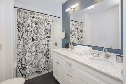 Alchemy Shower Curtain, Witchy Decor, Black Shower Curtain, Magic Shower Curtain, Witch Shower Curtain, Occult Decor, Magic Decor