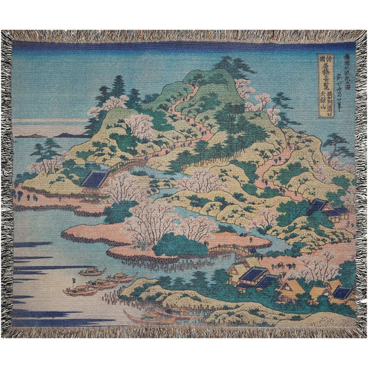 Japanese Blanket, Woven Blanket, Cherry Blossom Decor, Japan Decor, Japanese Gift, Mount Fuji, Hokusai, Vintage Japanese, Japanese Tapestry