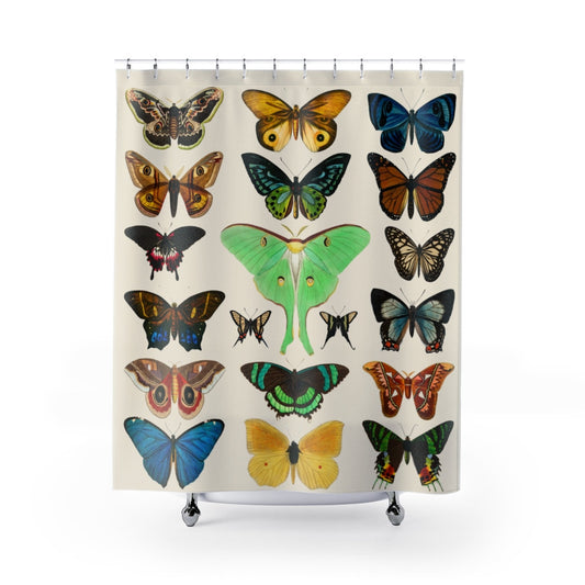 Moth Shower Curtain, Cottagecore Shower Curtain, Moth Decor, Boho Shower Curtain, Luna Moth, Nature Bathroom, Butterfly Curtain