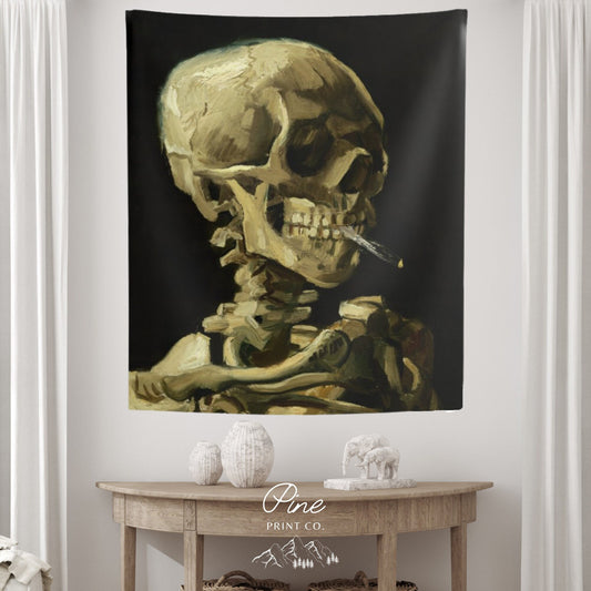Vincent Van Gogh Smoking Skull Painting Gothic Wall Tapestry