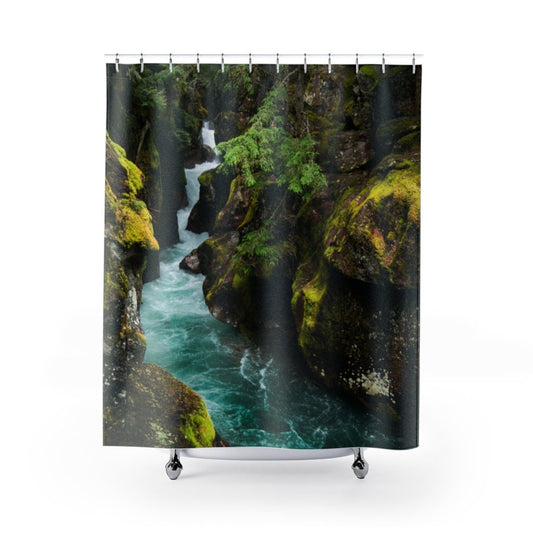 Nature Shower Curtain, Tropical Bathroom, Jungle Bathroom, Water Shower Curtain, Green Shower Curtain, Nature Bathroom, Tropical Curtain