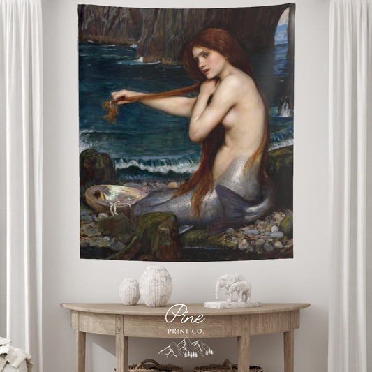 Vintage Mermaid Painting Wall Tapestry