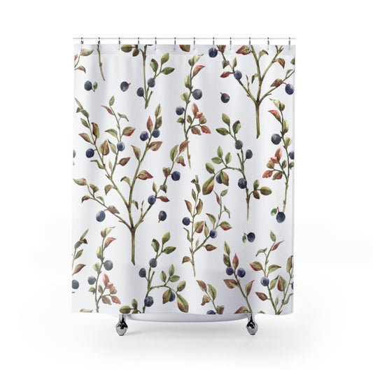 Plant Shower Curtain, Botanical Decor, Plant Decor, Blueberry Decor, Cottagecore Decor, Boho Shower Curtain, Botanical Bathroom