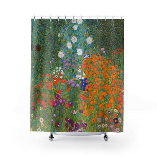 Klimt Shower Curtain, Art Shower, Floral Shower Curtain, Gustav Klimt, Green Shower Curtain, Fine Art Decor, Floral Bathroom, Klimt Painting