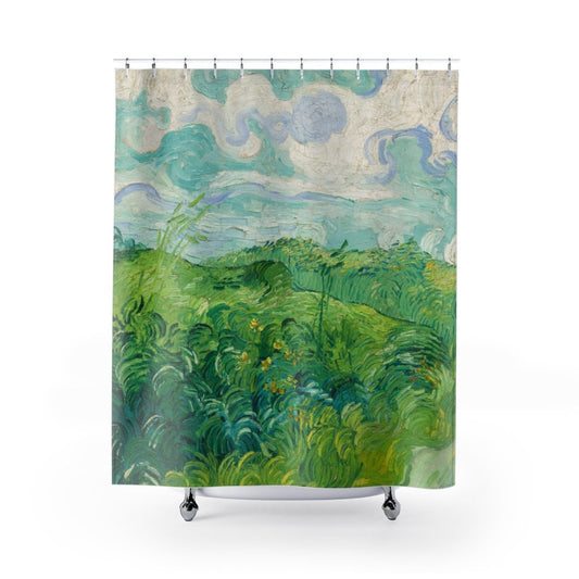 Van Gogh Shower Curtain, Landscape Shower Curtain, Nature Shower Curtain, Green Shower Curtain, Landscape Painting, Van Gogh Decor