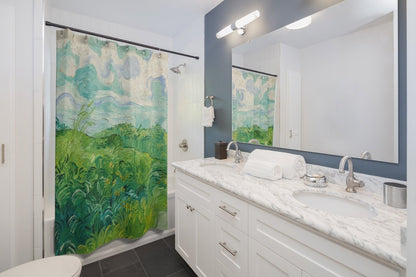 Van Gogh Shower Curtain, Landscape Shower Curtain, Nature Shower Curtain, Green Shower Curtain, Landscape Painting, Van Gogh Decor