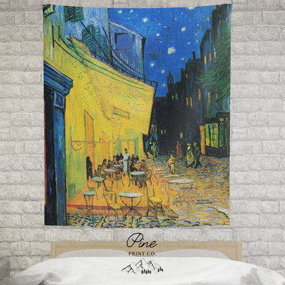 Vincent Van Gogh Tapestry Starry Night Cafe Terrace Painting Fine Art Wall Tapestry