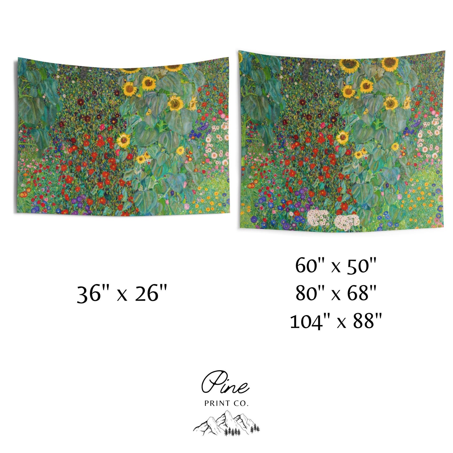 Gustav Klimt Sunflower Painting Green Botanical Vintage Nature Wall Tapestry