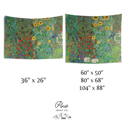 Gustav Klimt Sunflower Painting Green Botanical Vintage Nature Wall Tapestry
